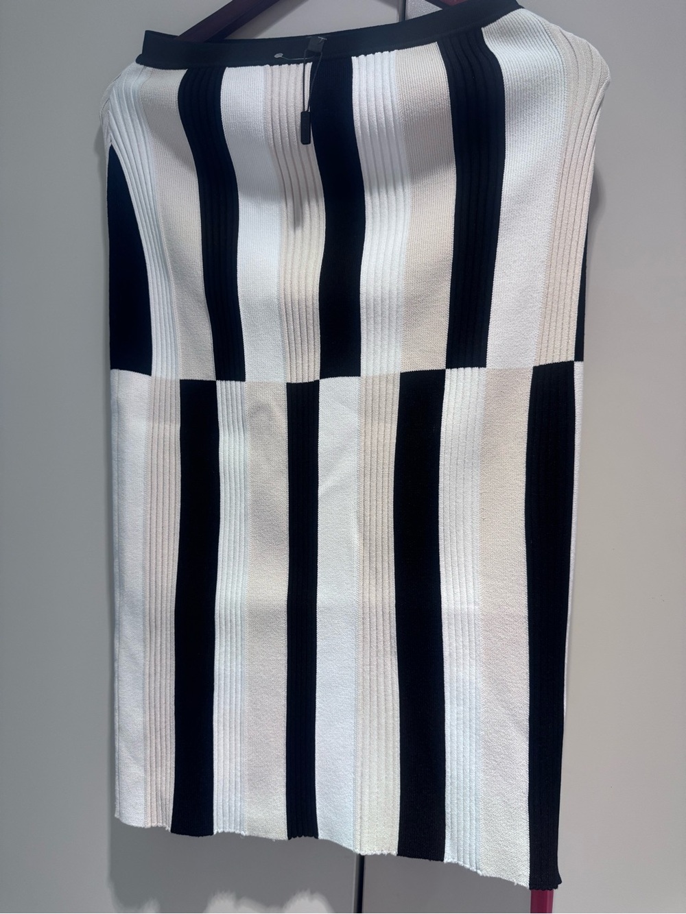 Derek Lam Black and Cream Ribbed Knit Skirt